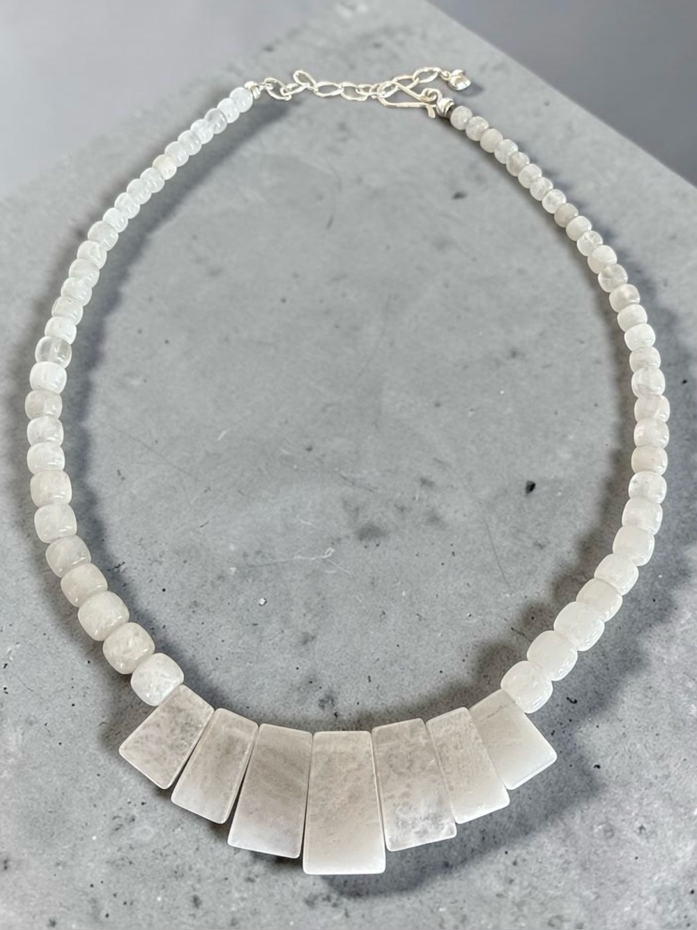 Jay King Desert Rose Trading Sterling Silver Moonstone Beaded Bib Necklace